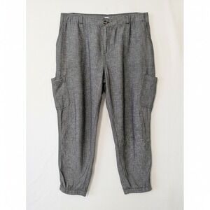 Sonoma Goods For Life Womens 24W Linen Blend Cargo Jogger Pants Gray Heather